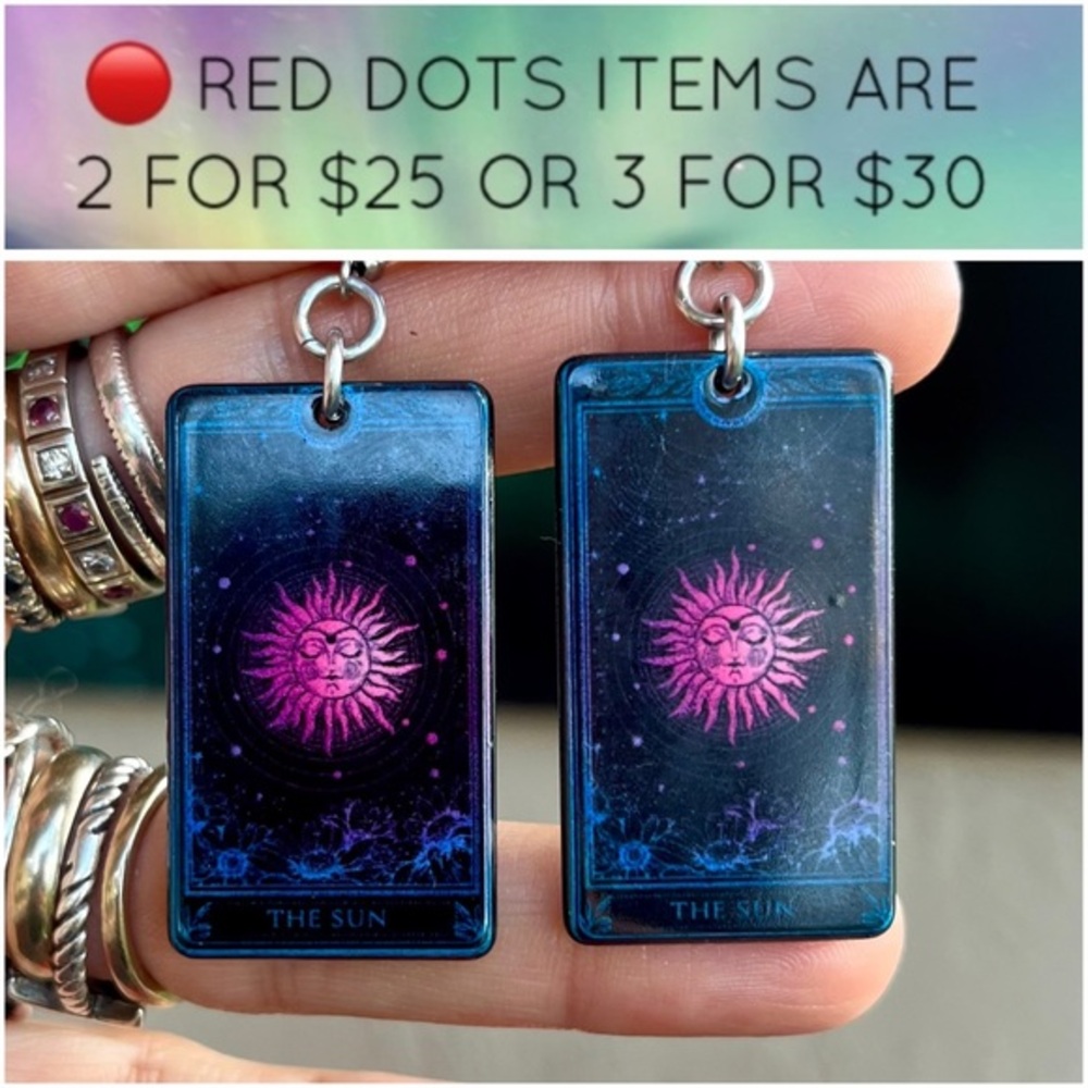 π΄β Sale . wiccan divination fortune teller witch tarot cards dangly Earrings .